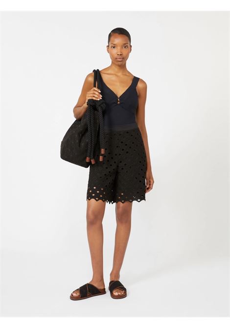 Bermuda in jersey macramé - Nero MAX MARA beachwear | BCHUGUALE002